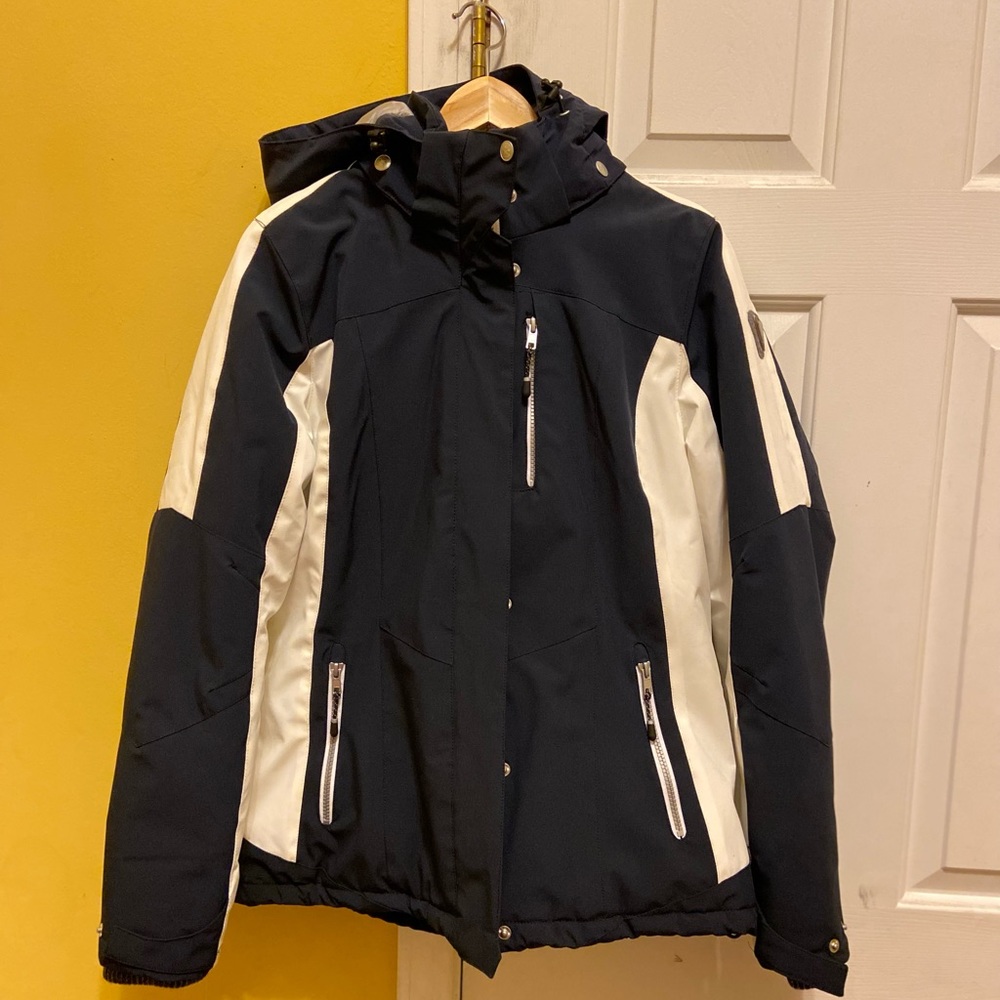 Hooded Killtec ski jacket WATER RESISTANT BREATHABLE WINDPROOF; navy blue